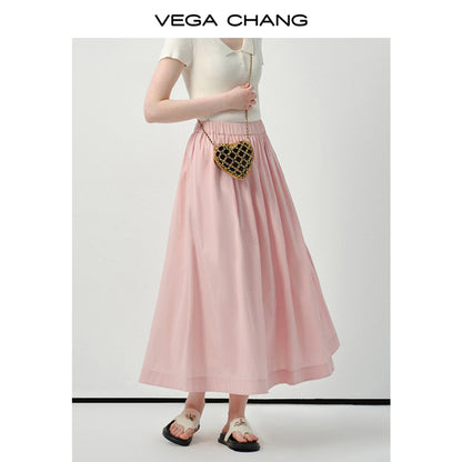 Elastic Waist A-Line Maxi Skirt