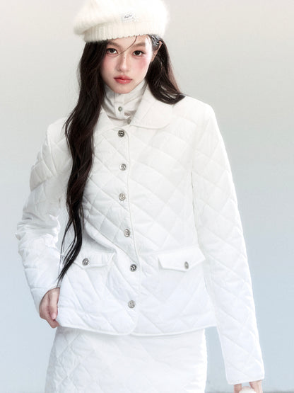 Diamond-Quilted Jacket And Mini Skirt