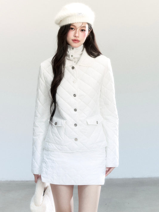 Diamond-Quilted Jacket And Mini Skirt