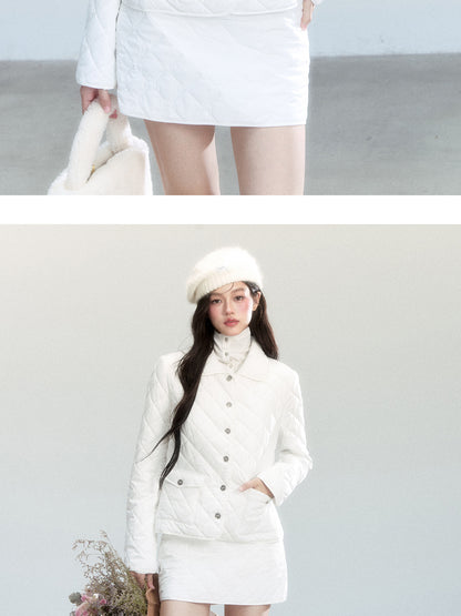 Diamond-Quilted Jacket And Mini Skirt
