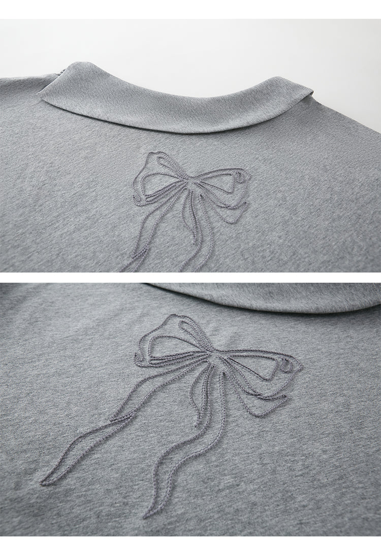 Embroidered Bow One-Shoulder Top