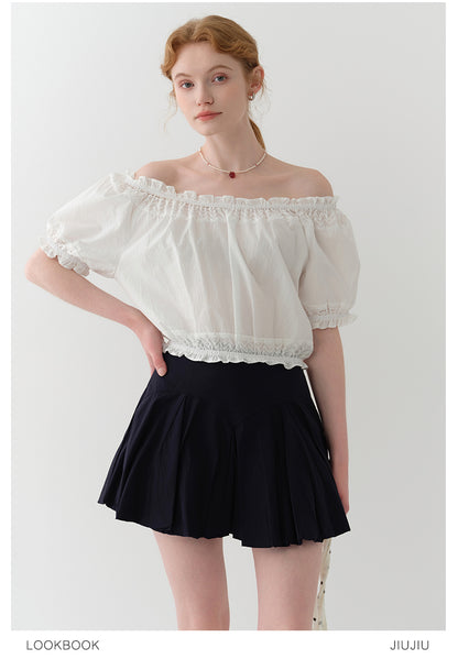 Two-Way Smocked Off-Shoulder Blouse