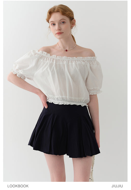 Two-Way Smocked Off-Shoulder Blouse