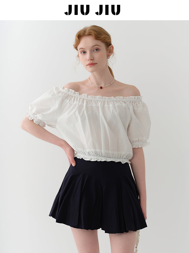 Two-Way Smocked Off-Shoulder Blouse