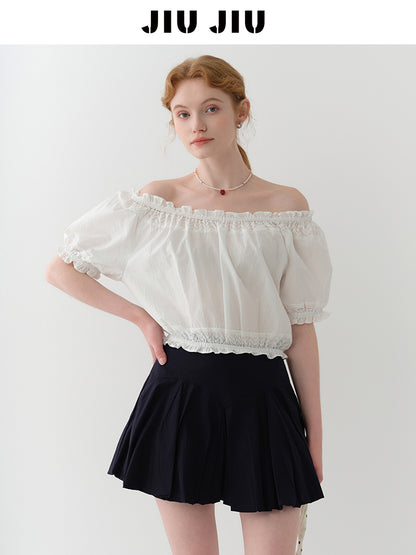 Two-Way Smocked Off-Shoulder Blouse