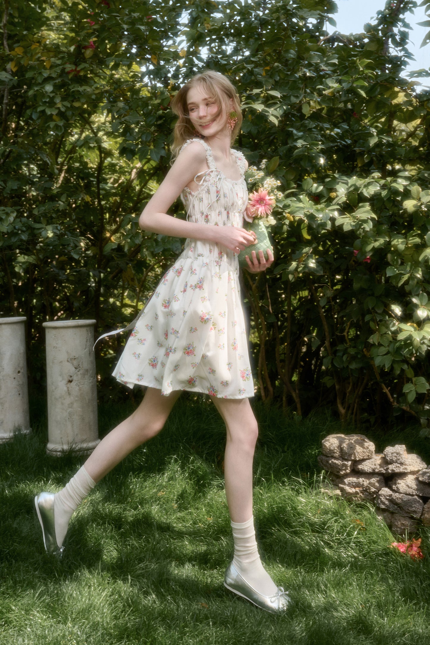 Asymmetric Floral Ruched Sleeveless Short Dress