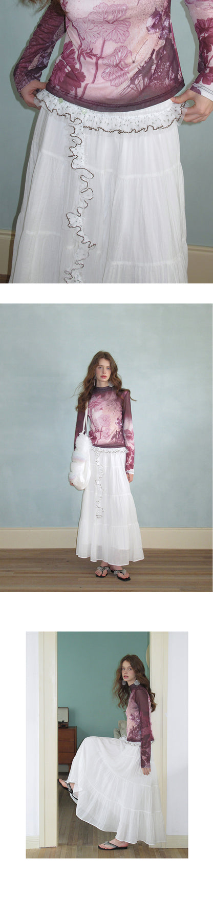Tiered Maxi Skirt With Waist Ruffle