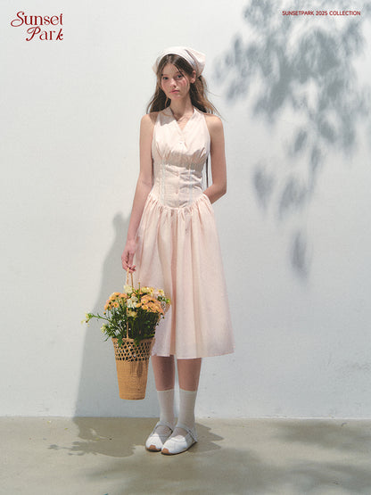 Halter Neck Dress With Detachable Large Bow