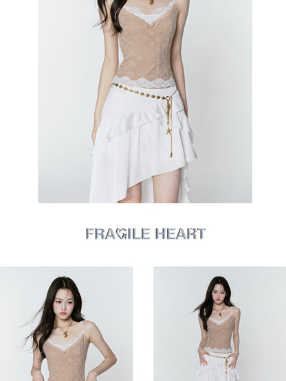 Asymmetric Ruffled High-Low Hem Skirt