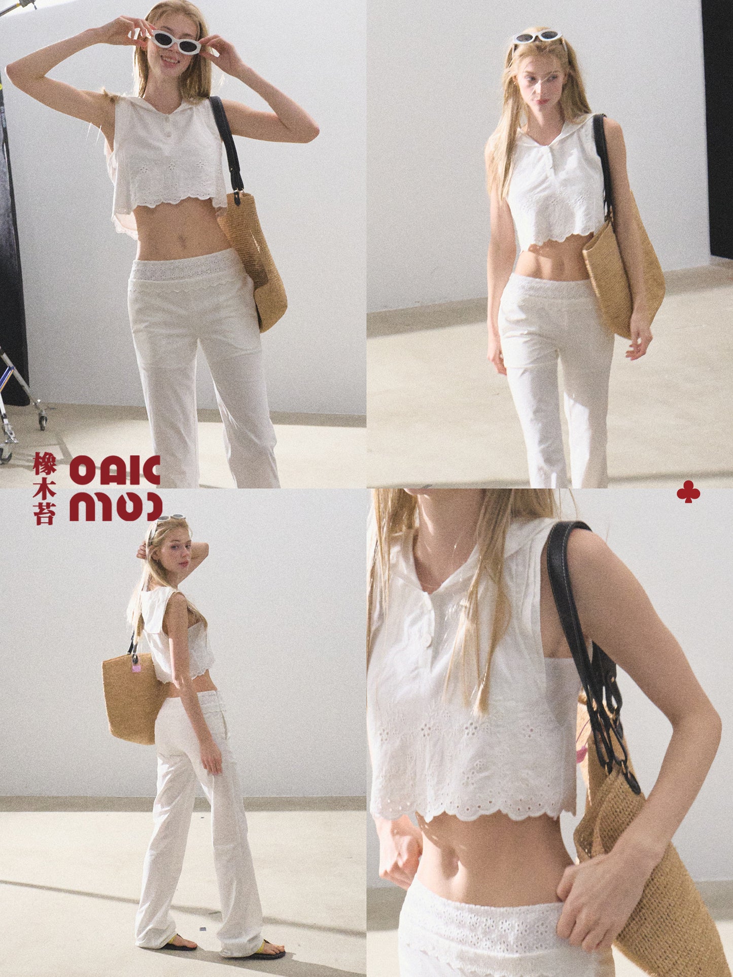 Sailor Collar Crop Shirt & Gathered Skirt
