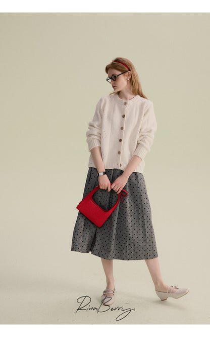 Patterned Pointelle Cardigan With Lace Detail