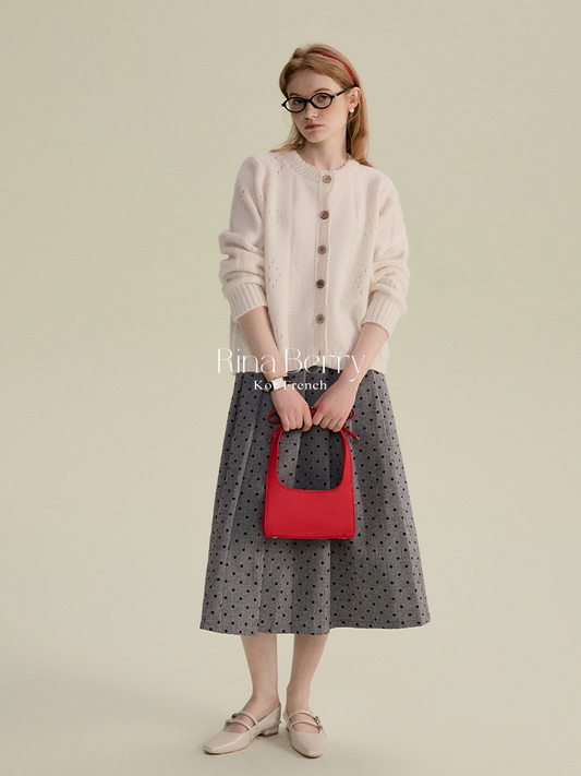 Patterned Pointelle Cardigan With Lace Detail