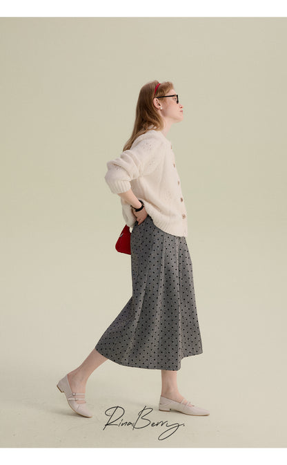 Patterned Pointelle Cardigan With Lace Detail