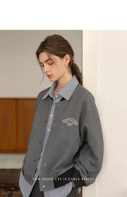 Two-Tone Embroidered Varsity Jacket