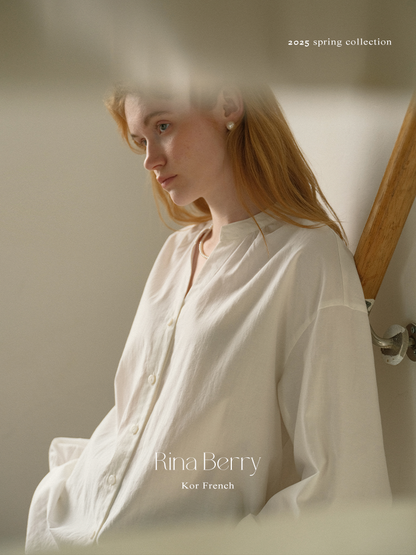 Collarless Lantern Sleeve Blouse