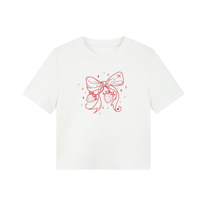 Beaded Bow-Printed T-Shirt