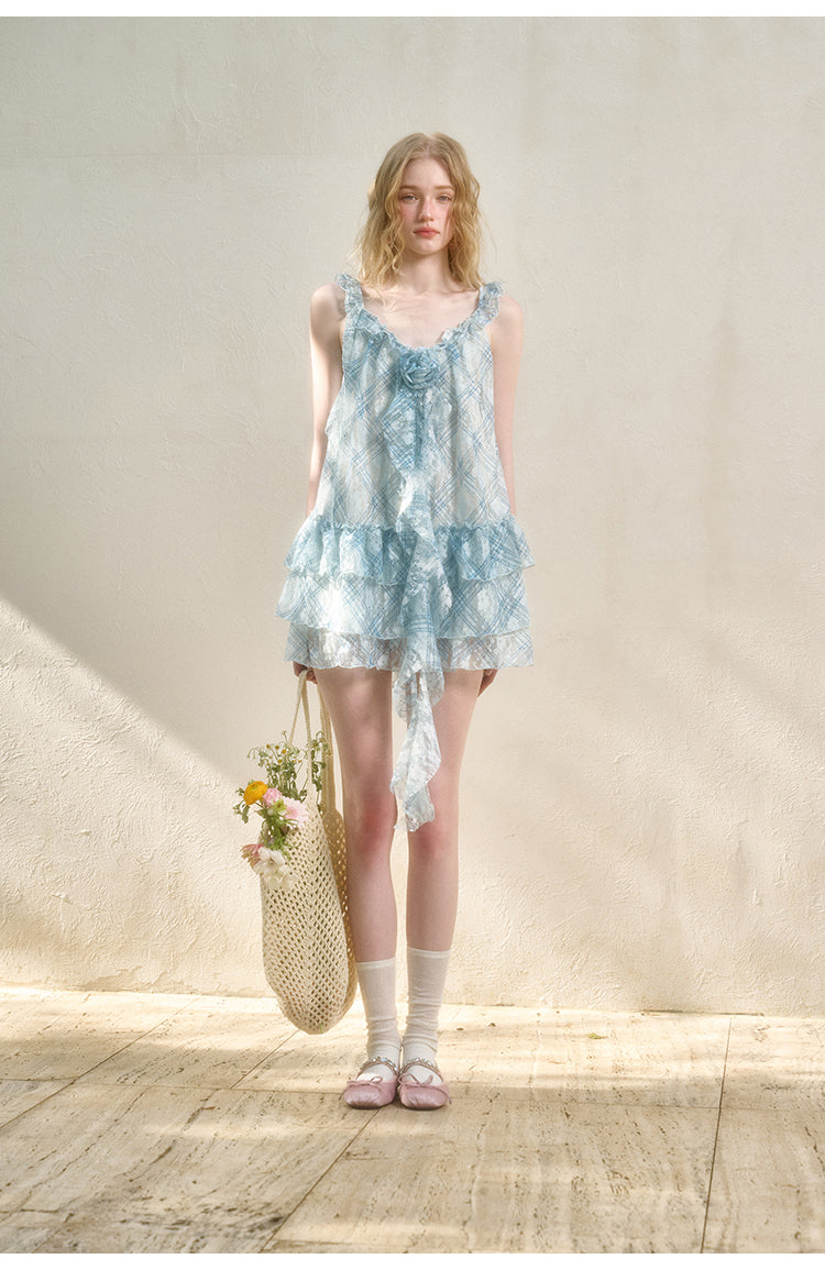Sheer Floral Ruffle Mini Dress