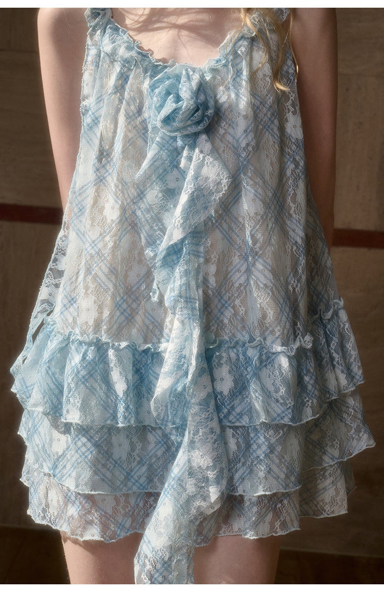 Sheer Floral Ruffle Mini Dress