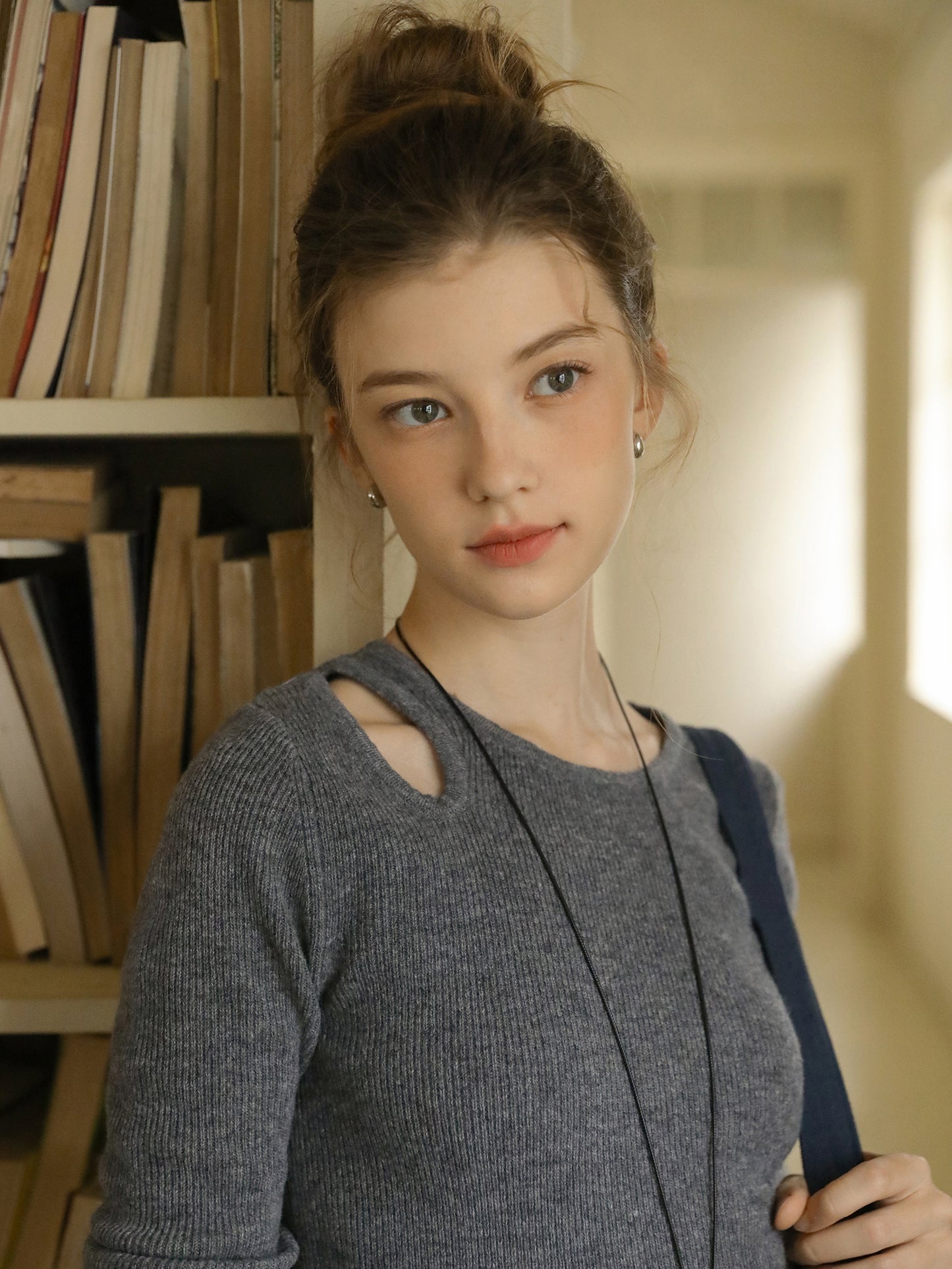 Cut-Out Ribbed Wool Knit Top