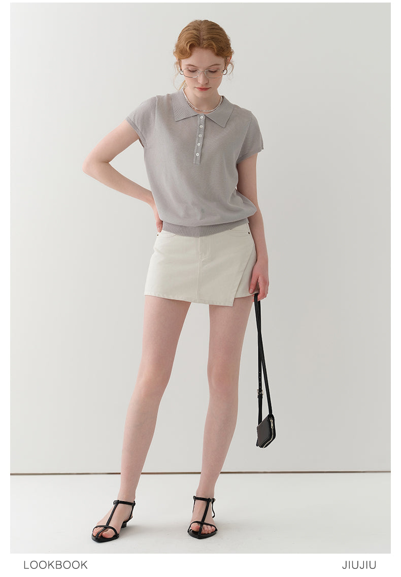 Asymmetric Overlap Mini Skirt