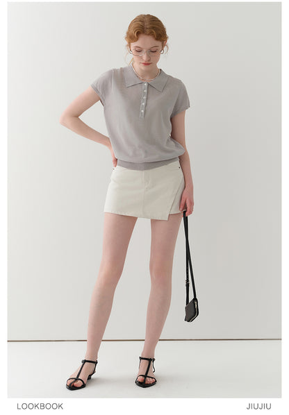 Asymmetric Overlap Mini Skirt