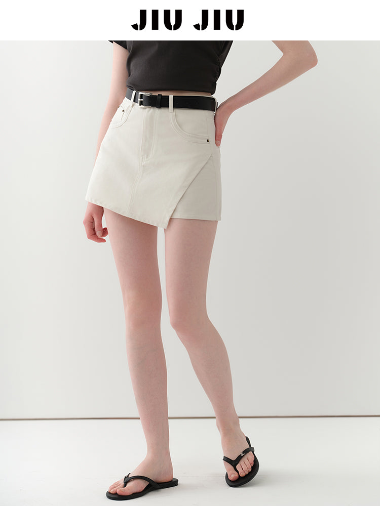 Asymmetric Overlap Mini Skirt