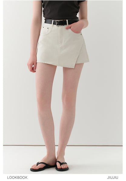 Asymmetric Overlap Mini Skirt