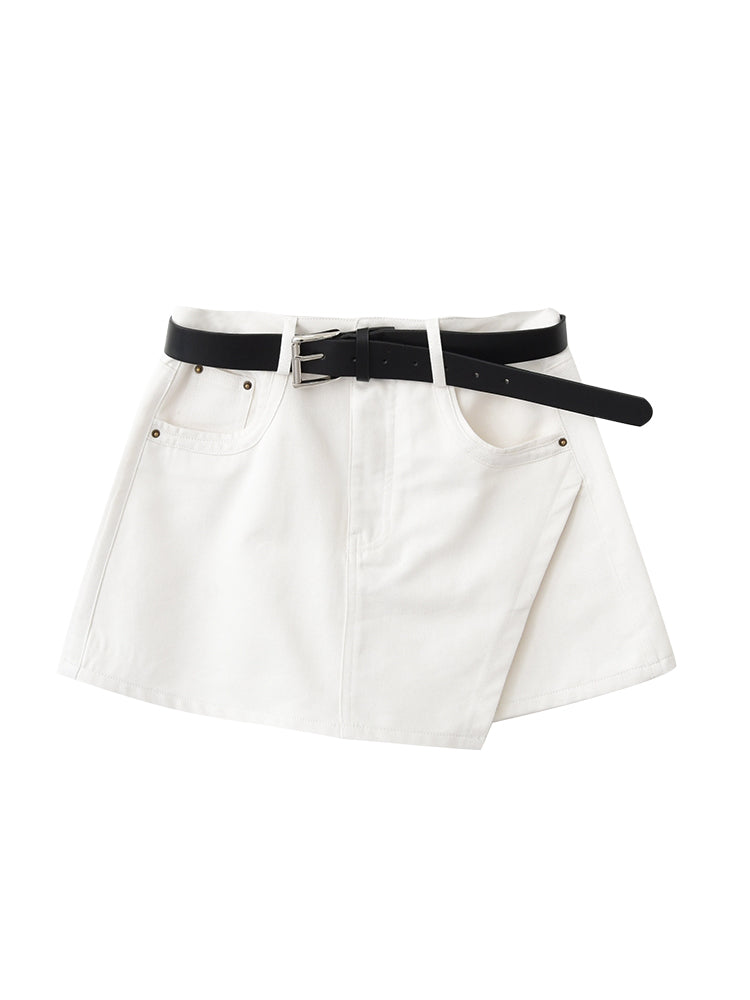 Asymmetric Overlap Mini Skirt