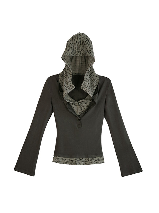 Punk Style Layered Hoodie Tee