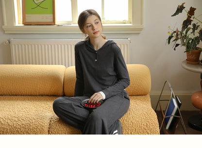 Slim Fit Layered-Look Knit Hoodie & Matching Pants