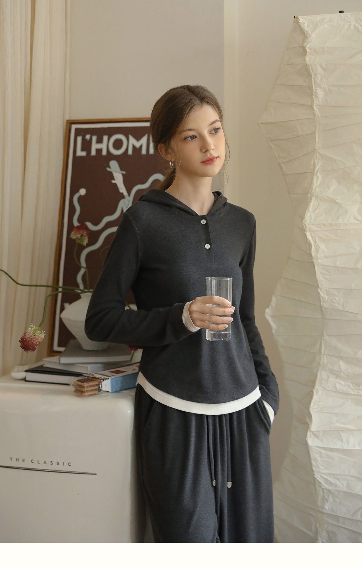 Slim Fit Layered-Look Knit Hoodie & Matching Pants