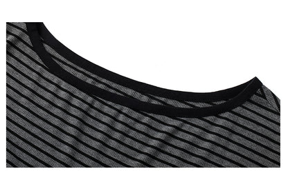 Striped One-Shoulder Tee With Fitted Waist
