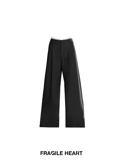 Lace-Detail Flowy Wide-Leg Pants