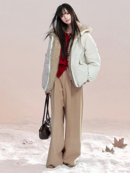 Lace-Detail Flowy Wide-Leg Pants