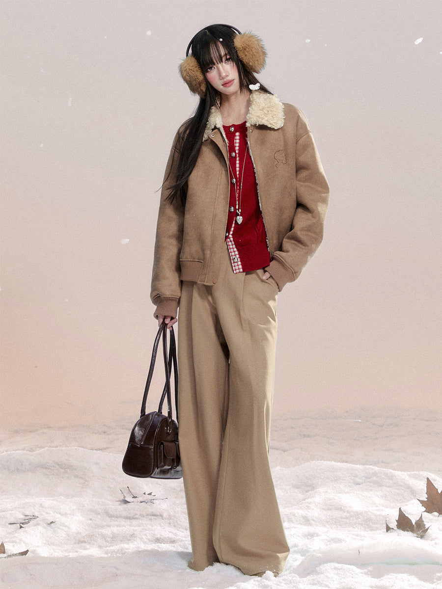 Lace-Detail Flowy Wide-Leg Pants