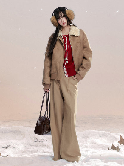 Lace-Detail Flowy Wide-Leg Pants