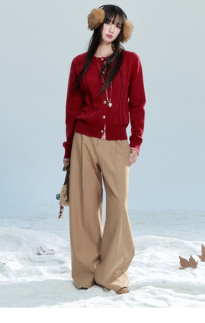 Lace-Detail Flowy Wide-Leg Pants