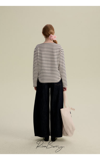 Washed Pure Cotton Wide-Leg Jeans