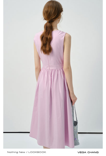 Sleeveless Dress With Fold Detail
