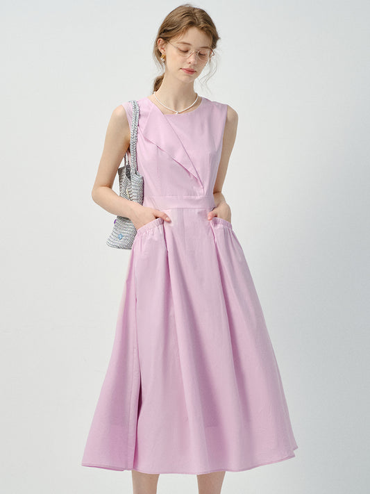Sleeveless Dress With Fold Detail