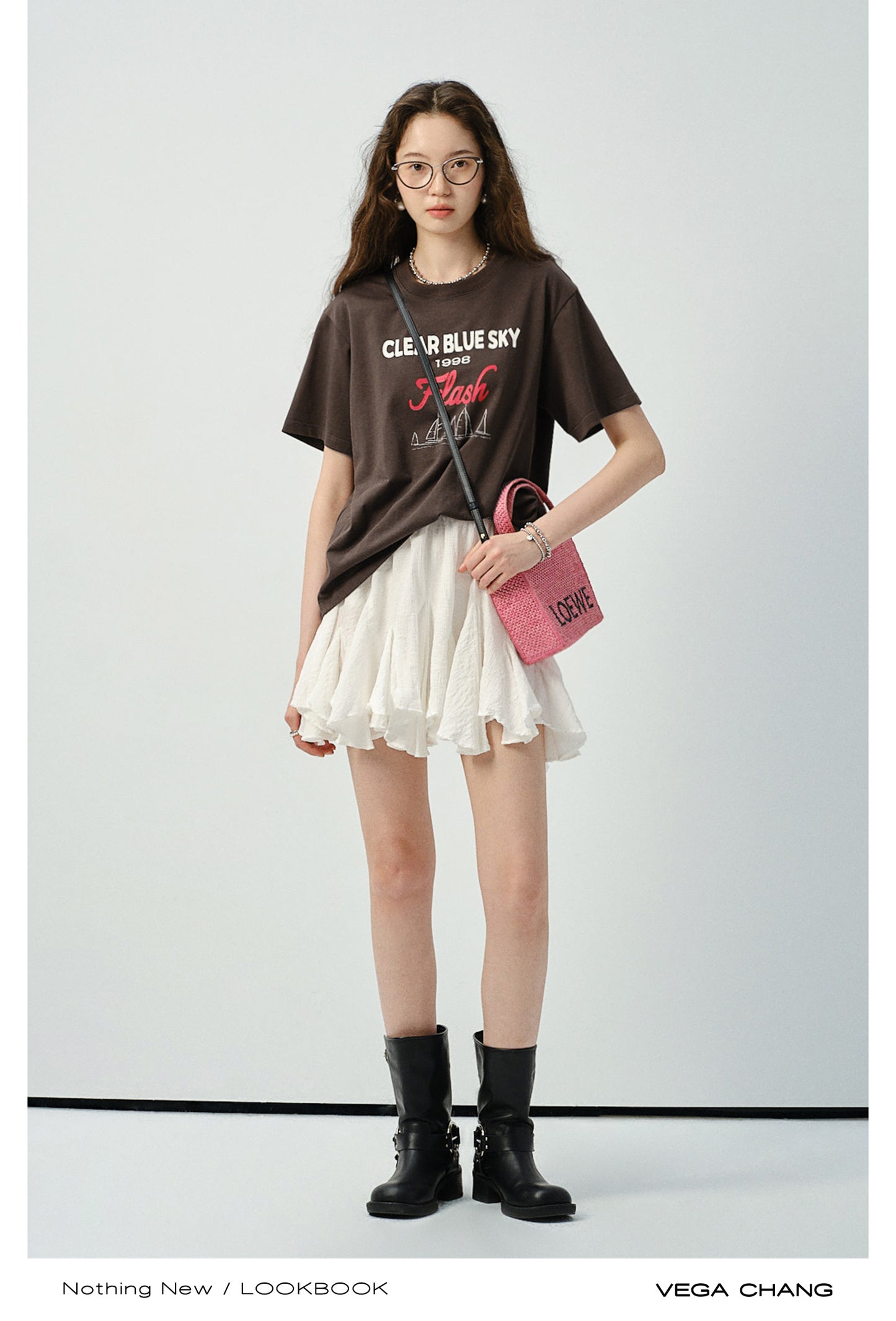 Textured High-Waist Asymmetric Skirt