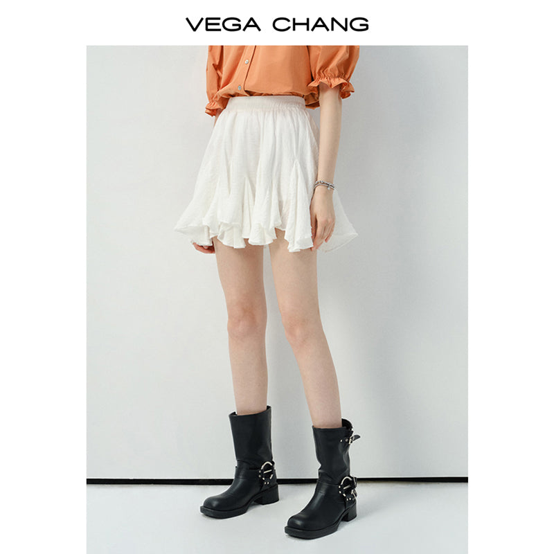Textured High-Waist Asymmetric Skirt
