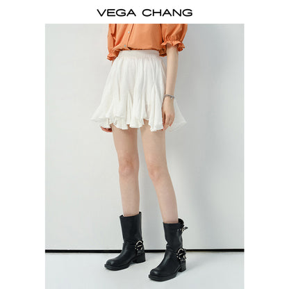 Textured High-Waist Asymmetric Skirt
