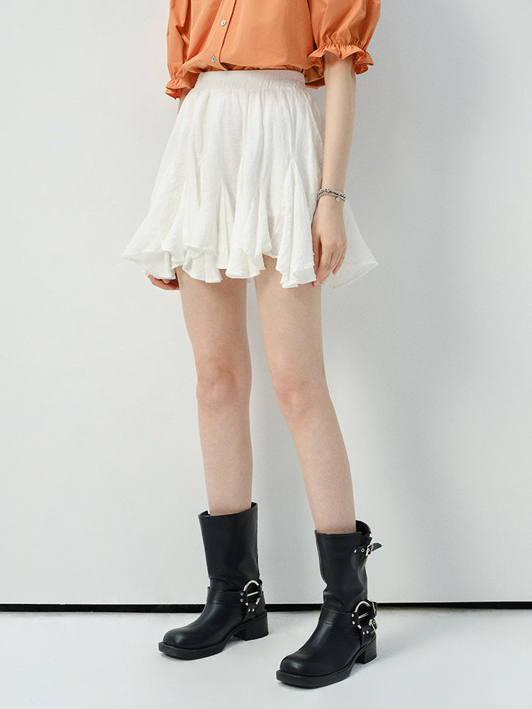 Textured High-Waist Asymmetric Skirt