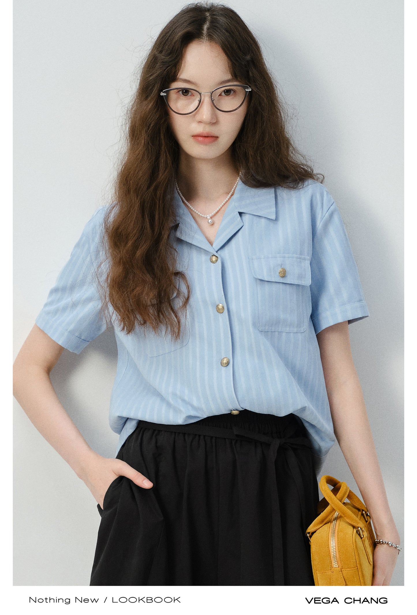 Striped Short-Sleeve Shirt With Flap Pocket