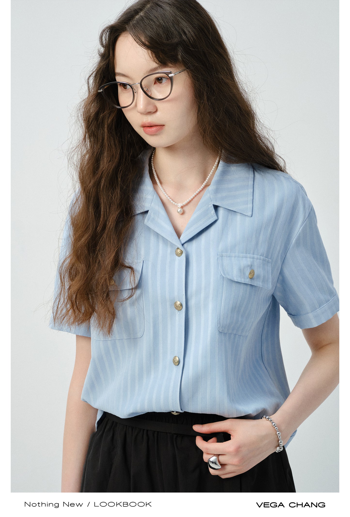 Striped Short-Sleeve Shirt With Flap Pocket