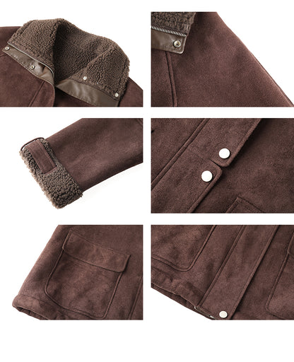 Sheepskin Effect Jacket With Faux Shearling Lining