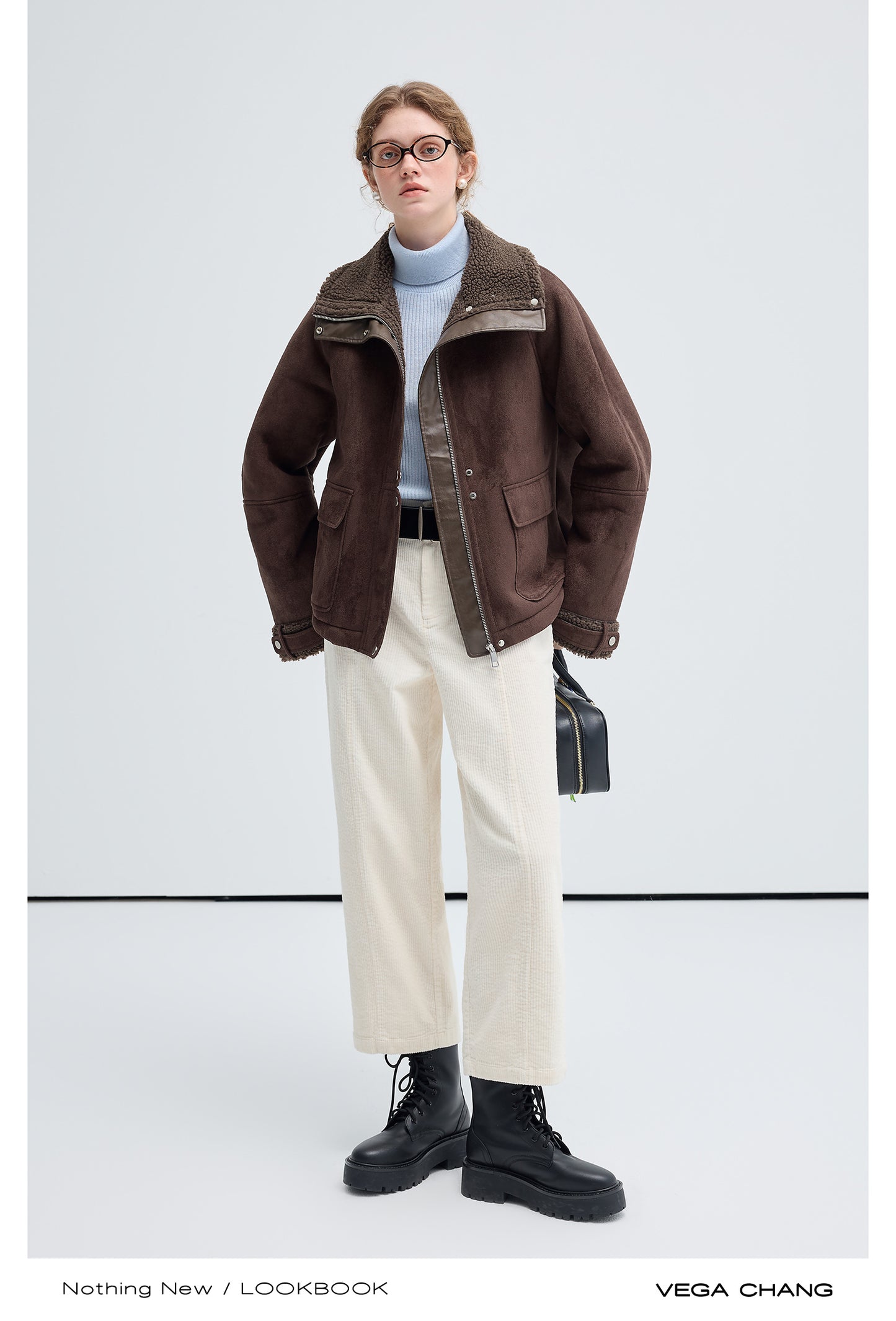 Sheepskin Effect Jacket With Faux Shearling Lining