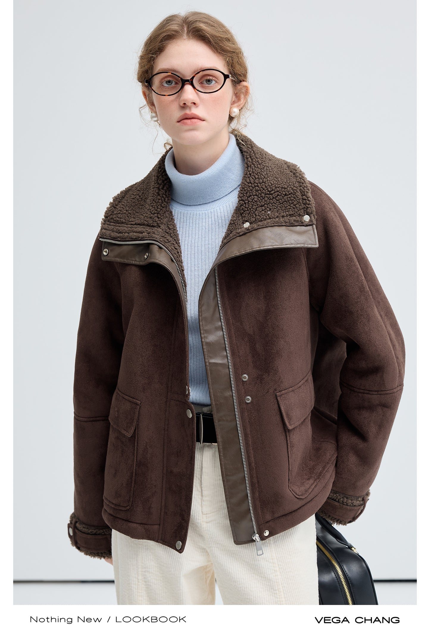 Sheepskin Effect Jacket With Faux Shearling Lining