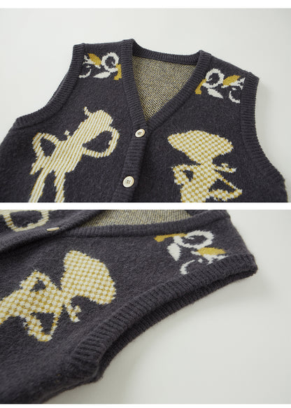 Cozy Jacquard Cowboy Button-Up Knit Vest